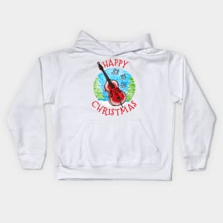 Christmas Double Bass Bassist Musician Xmas 2022 Kids Hoodie